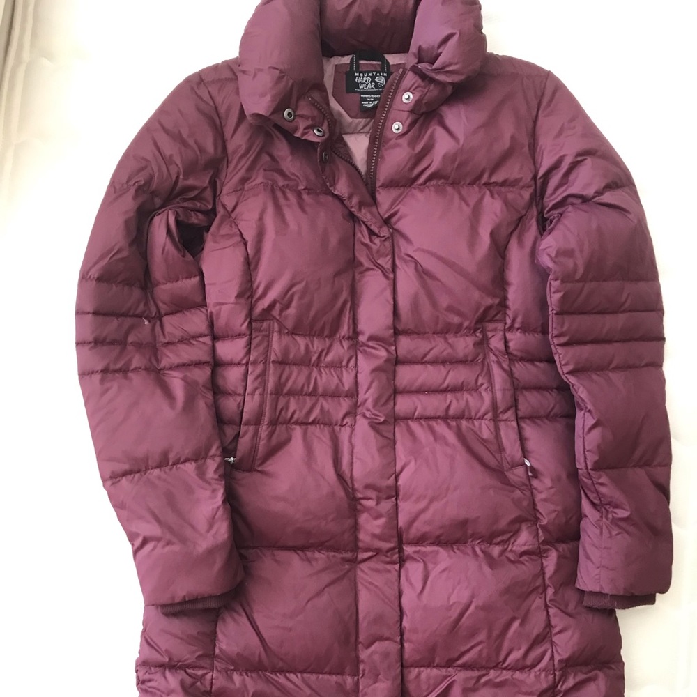 Maroon midi puffer jacket